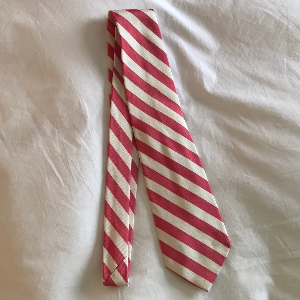 Polo pink and white stripe tie